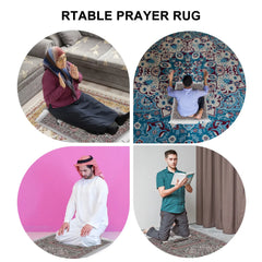 Muslim Prayer Rug Portable Cotton Mat with Embroidery Islamic Blanket for Home and Travel Use