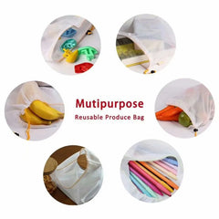 1PC Eco Friendly Reusable Mesh Produce Bags Transparent Washable Grocery Mesh Bags for Storage Fruit Vegetable Toys Sundries