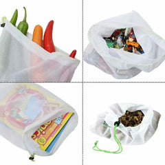 1PC Eco Friendly Reusable Mesh Produce Bags Transparent Washable Grocery Mesh Bags for Storage Fruit Vegetable Toys Sundries