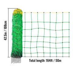 VEVOR Electric Netting Fence Kit Sheep Fencing 35.4"H/49.6"H/42.5"H x 164'L w/ Posts Spikes Livestock Supply Agriculture & Fores