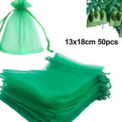 50pcs Fruit Protection Bags Pest Control Anti-Bird Garden Netting Bags Strawberry Grapes Fruit Protection Nylon Mesh Bag