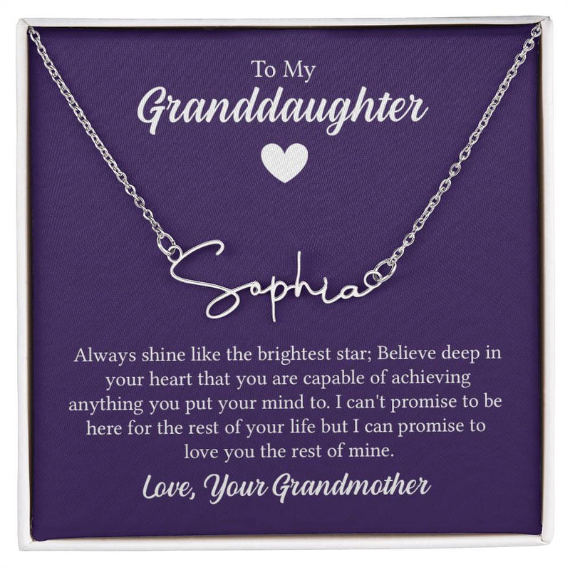 Signature Name Necklace - For Granddaughter From Grandmother