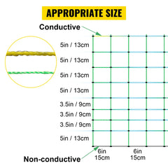 VEVOR Electric Netting Fence Kit Sheep Fencing 35.4"H/49.6"H/42.5"H x 164'L w/ Posts Spikes Livestock Supply Agriculture & Fores